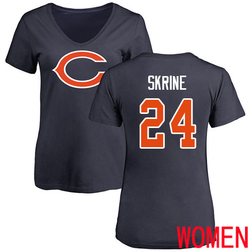 Chicago Bears Navy Blue Women Buster Skrine Name and Number Logo NFL Football #24 T Shirt